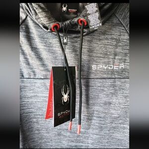 Spyder Active Fleece Gray Pullover Hoodie Sweatshirt Mens Size Medium